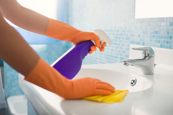 Cleaning the bathroom